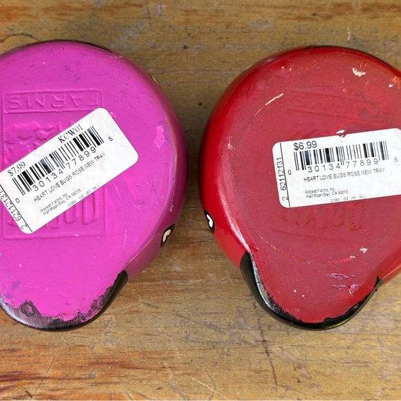 Set of 2 Rocket Farms Lovebugs Ladybugs Mini Planters Purple & Red with Hearts - Picture 7 of 8